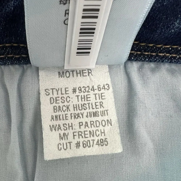 Mother The Tie Back Hustler Ankle Fray Jumpsuit in Pardon My French Denim 30 - Picture 16 of 16